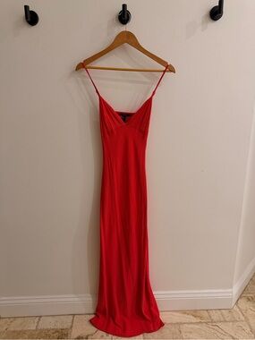Forever 21 Red Spaghetti-Strap V-Neck Maxi Dress